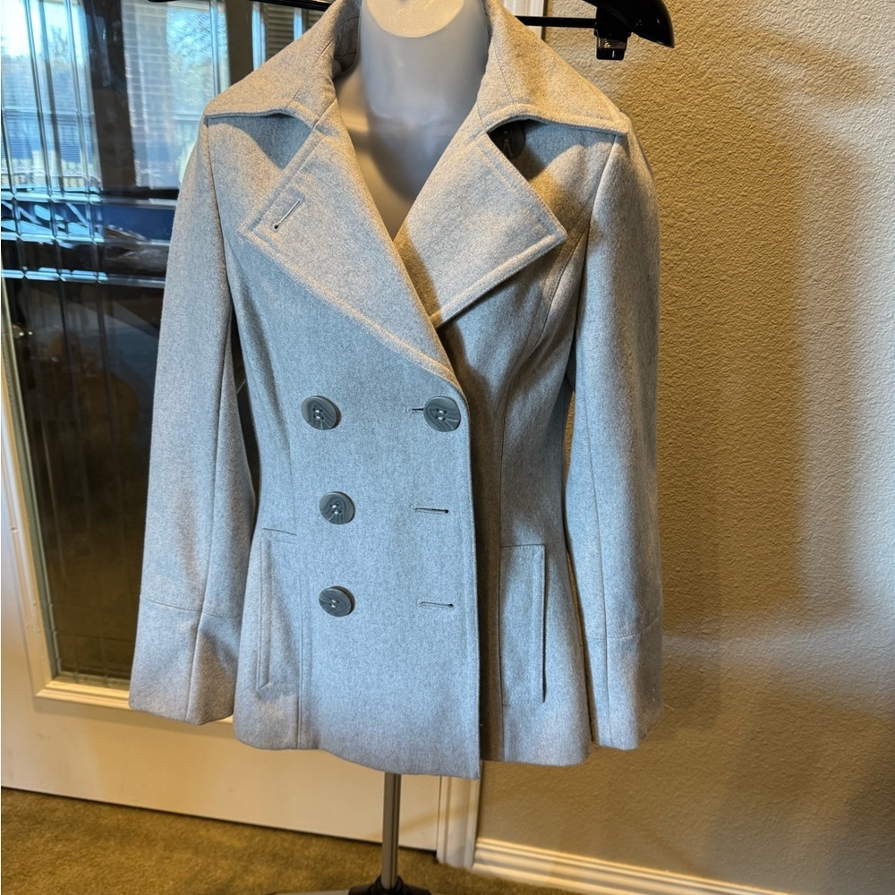 Calvin Klein Women's Gray Double-Breasted Peacoat Jacket Coat Sz 2